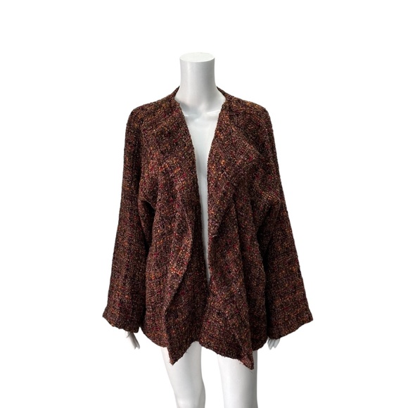 Eskandar Orange Multi-Color Tweed Open Jacket Size 1